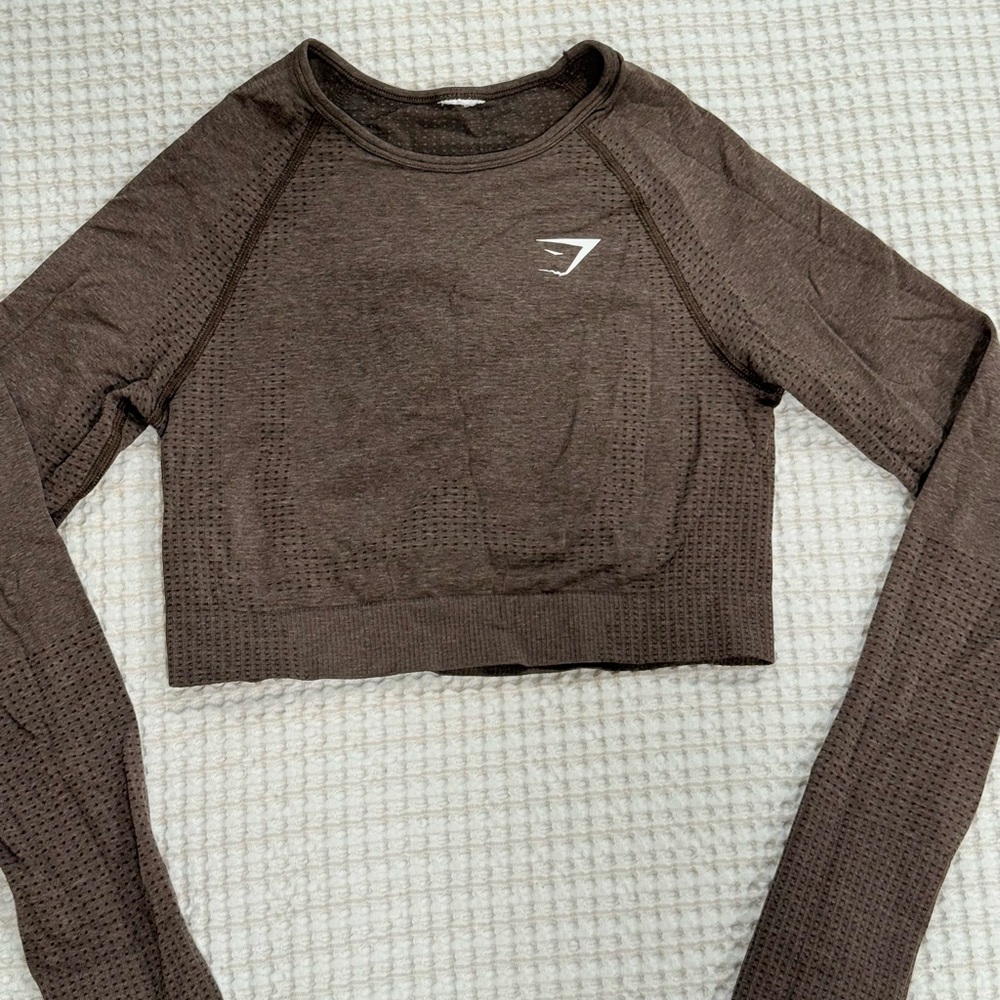 Gymshark Brown Long Sleeve Crop Top